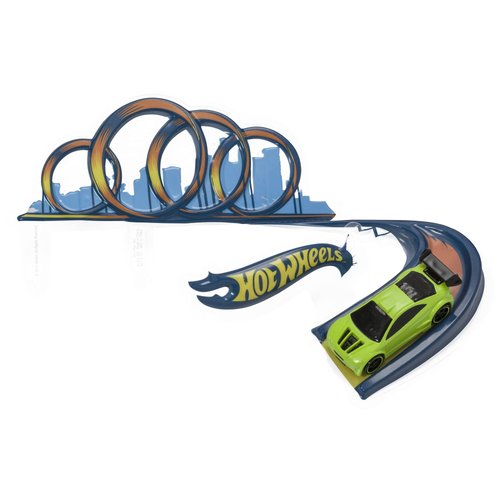 DecoSet® Hot Wheels Drift Birthday Cake Decorations, 2-Piece Topper with Race Car and 3D Racetrack Plaque, Create Action-Packed Racing Cakes for Birthdays and Parties
