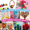 MOISO Kids Crafts and Art Supplies Jar Kit - 560+ Piece Set - Make Bracelets and Necklaces - Plus Glitter Glue, Construction Paper, Colored Popsicle Sticks, Eyes, Pipe Cleaners…
