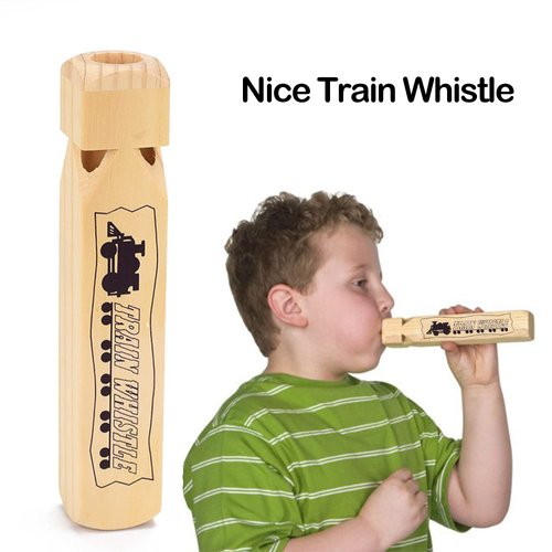 MYUBWTF 2 Pieces Solid Wood Train Whistle 4 Tones, Noisemaker Toys and Conductor Whistle for Birthday Party Carnival Prize Game Cheering Prop or Educational