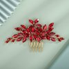 BERYUAN Wedding Hair Comb, Metal Women Girls Bridal Red Crystal Rhinestone Teardrop Headpiece Hair Accessories for Brides Bridesmaid