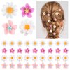 BBTO 24 Pcs Mini Flower Hair Clip for Girls Women Lily Daisy Flower Small Hair Pin Wedding Bridesmaid Bridal Clips Elegant Hair Accessory for Party Daily (White, Yellow, Pink)