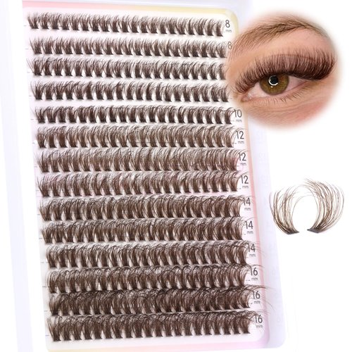 Brown Lash Clusters Eyelash Extensions 280pcs Fluffy Eyelash Clusters Lash Extensions 8-16MM D Curl Wispy Individual Lashes