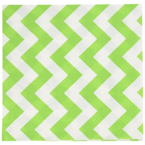 Party Perfect Disposable Chevron Print Luncheon Napkins Tableware, 16 Pieces, Made from Paper, Kiwi Green by Amscan