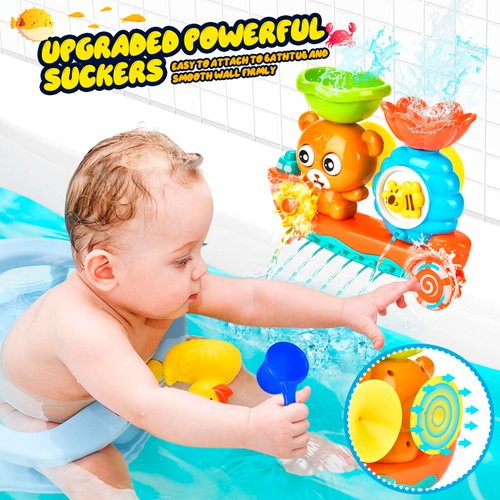 Baby Bath Toys Toddlers 1-3 Bear Kids Bath Tub Toys with 2 Turtle Swimming Wind up Water Toys & 3 Floating Boat Bathtub Toys for Infants Boys Girls 18+ Months Gifts Box Set