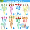 24Pcs Drinking Straws, Pool Party Decorations Supplies Summer Pool Beach Party Favors Crazy Silly Straws for Kids Hawaiian Birthday Goodie Bag Stuffers End of Year Student Gifts Bulk Prizes for Kids