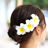 50Pcs 2.5" White Foam Hawaiian Frangipani Artificial Plumeria Flower Hat Hair Clips for Home Bridal Wedding Tropical Party Beach Vacation Decoration