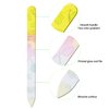 5 Pieces Glass Nail File Buffers with Cases, Colorful Printed Finger Nail Files Crystal Glass Nail Buffers Double Sided Manicure Tools for Women Men(Classic Pattern)
