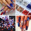 12 Grids 4th of July Nail Glitter Sequins 3D Star Nail Art Stickers Decals Holographic Red Blue Sliver Gold Star Nail Glitter Flakes Patriotic Star Glitter Nail Designs for Acrylic Nails Decoration