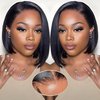 Wear and Go Glueless Bob Wig Human Hair Pre Plucked Pre Cut 180% Density 5x5 HD Transparent Lace Front Wigs Human Hair for Black Women Short Straight Bob Wigs No Glue Lace Closure Wigs 10 Inch