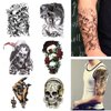 Temporary Tattoos Skull and Rose Big Fake Body Arm Chest Shoulder Tattoos for Men Women Boy Girls