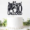 Cos mos Video Game Level 10 Unlocked Birthday Cake Topper Black Glitter Boys 10th Birthday Cake Decorations Level Up Winner Party Decoration Supplies