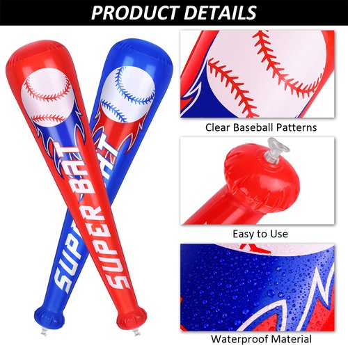 durony 8 Sets Inflatable Baseball Bats and Mini Foam Baseball Sports Stress Ball Sports Party Favors for Baseball Party Supplies Sports Theme Toy