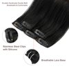 FUBILI Clip in Human Hair Extensions Balayage Natural Black to Chocolate Brown Mix Caramel Blonde Ombre Real Hair Clip on Extensions 20 Inch Natural Hair Extensions 30g 5Pcs