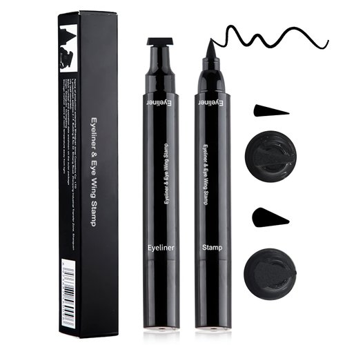 Erinde 2PCS 2 in 1 Eyeliner Stamp Winged Beauty Wing Cat Eye Stamp, Waterproof Liquid Eyeliner pencil, Long Lasting and Smudgeproof Eyeliner Stamp Pencil, Easy to Use, Left and Right Wings Stamp