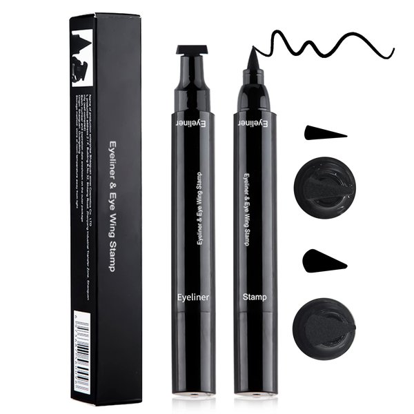 Erinde 2PCS 2 in 1 Eyeliner Stamp Winged Beauty Wing Cat Eye Stamp, Waterproof Liquid Eyeliner pencil, Long Lasting and Smudgeproof Eyeliner Stamp Pencil, Easy to Use, Left and Right Wings Stamp