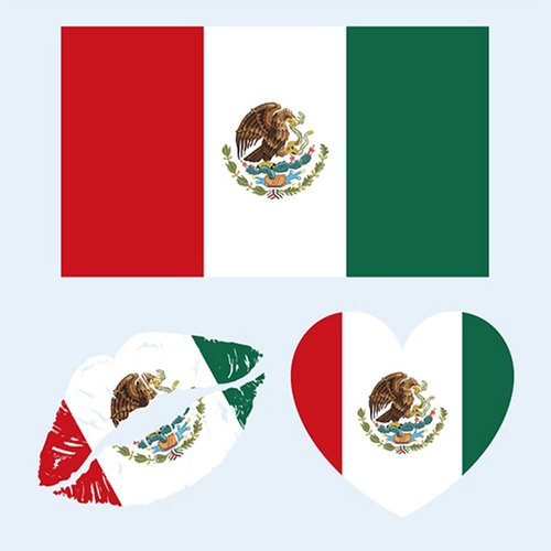 Y&C TENCOB Mexican Flag Tattoos,25 Sheets Mexican Flag Temporary Face Tattoos Stickers,75 Pcs Waterproof Sweat Flag Removable Fake Tattoos For Men Women Kids Mexican party favors (Mexico)