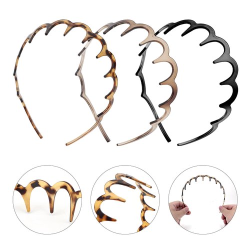 TODDER Zig Zag Headbands Wavy 3pcs Comb Headbands for Women Men Shark Tooth Hair Comb Hairband Hair Hoop Accessory for Women
