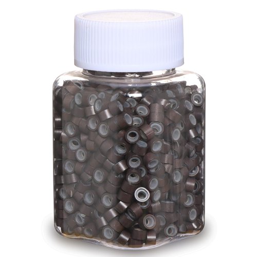 GOTDYA 1000pcs 5mm Hair Extension Beads,Silicone Lined Micro Rings,MicroLink Beads for Hair Extensions,Dark Brown