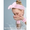 VELSCRUN 6 Pack Spa Headband, Makeup Headband, Face Wash Headband, Skincare Headbands, Pink Sponge Hair Band Bow Tie Spa Headband for Washing Face Wristband Set Hair Accessories for Women Girls Gifts