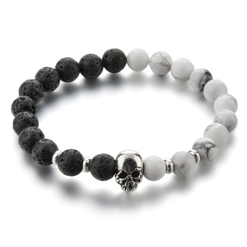 Manhattan Edge Lava Rock Beaded Stone Bracelet Essential Oil Diffuser for Men Aromatherapy Ideal for Anti-Stress or Anti-Anxiety, Clean Look & Edgy Bad Boy Vibe.