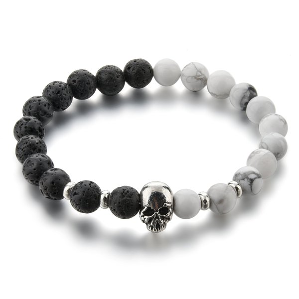 Manhattan Edge Lava Rock Beaded Stone Bracelet Essential Oil Diffuser for Men Aromatherapy Ideal for Anti-Stress or Anti-Anxiety, Clean Look & Edgy Bad Boy Vibe.