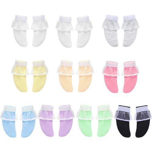 Sotiff 10 Pairs Doll Lace Stockings Handmade Long Sock Christmas Elf Doll Accessories Legging for DIY Doll Clothes Toy(Fresh Style)