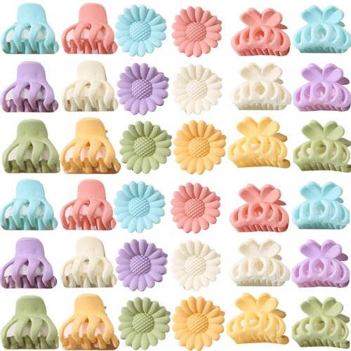 30 PCS Small Macaroon Colors Hair Clips, 6 Shapes for Thin, Medium, Thick Hair - Cute Back-of-the-Head Clips for Women and Girls
