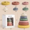 Mini Tudou 6 Pcs Stacking & Nesting Circle Toy,Soft Building Rings Stacker & Teethers,Squeeze Play with Early Educational Learning Stacking Tower, Toy for 6+ Months Boys&Girls