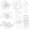 Maitys 44 Pieces Wedding Hair Comb Faux Pearl Crystal Bride Hair Accessories Hair Side Comb Clips U-shaped Flower Rhinestone Pearl Hair Clips for Bride Bridesmaid (Delicate Style)