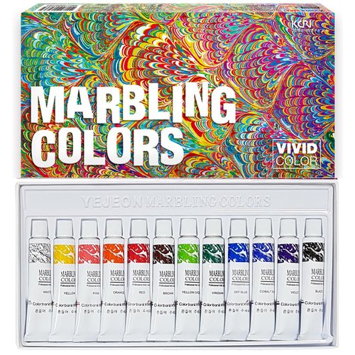 LENITH Korean Marbling Colors Art Kit, 12 Colors Water Marbling Colors, Water Art Paint Set, Craft Kits Art Set for Activities