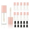 COSIDEA 10pcs 3ml empty lip gloss tubes with wand 0.1OZ Round mini Pink lipgloss tube container for DIY cosmetics packing