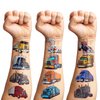 8 Sheets (96PCS) Semi Truck Temporary Tattoos Theme Birthday Party Decorations Supplies Favors Decor Stickers for Kids Boys Girls Gifts Classroom School Prizes Rewards