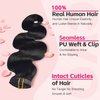 Clip in Hair Extensions Real Human Hair for Women 110g 6pcs Seamless Clip in Hair Extensions Body Wave 10A Brazilian Human Hair Extension Soft PU Weft Clip On Hair Extensions #1B Natural Black 18 Inch