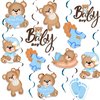 21Pcs Blue Bear Baby Shower Party Hanging Swirls Decorations,We Can Bearly Wait Baby Boy Bear Party Supplies Hanging Decor Streamers Birthday Party Favors Decorations for Boys