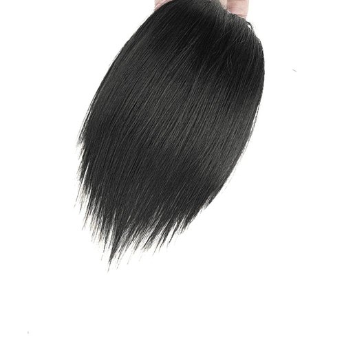 Black Invisible Human Hair Toppers For Women Seamless Clip In Hair Extension Hair Piece Short Fak...