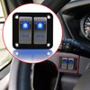 FXC Rocker Switch Aluminum Panel 2 Gang Toggle Switches Dash 5 Pin ON/Off 2 LED Backlit for Boat Car Marine Blue