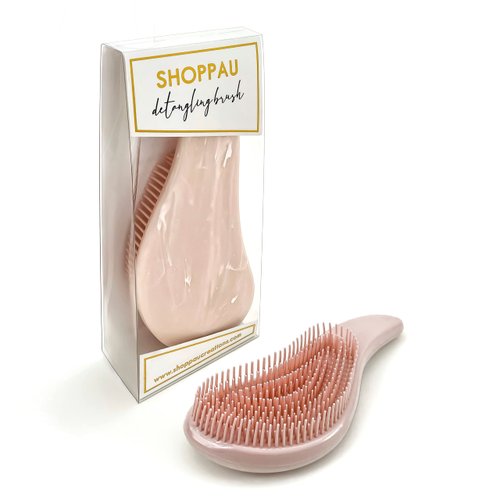ShopPau Detangling Brush - Marble Design - Wet or Dry Hair - Works On All Hair Types - Detangles Hair and Massages Scalp (Pink Marble)