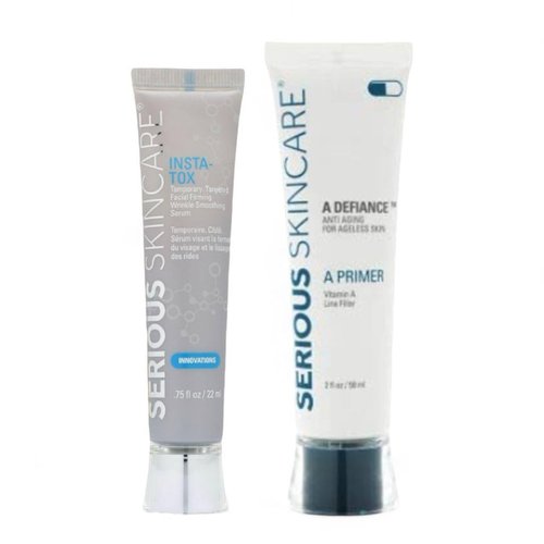 Serious Skincare - Instant Line, Wrinkle and Pore Filler for Face - Skin Tightening - INSTA-TOX Wrinkle Smoothing Serum .75 Fl Oz and A Primer Face Makeup Pore Minimizer - 2 Fl Oz. - Women and Men
