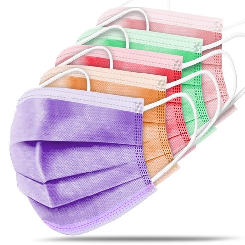 Unifandy Kid Face Mask, 50PC 3 Ply Disposable Face Mask Colorful Set for Children, Durable Nose Wire Earloop Protective Cover, Back to School Supplies