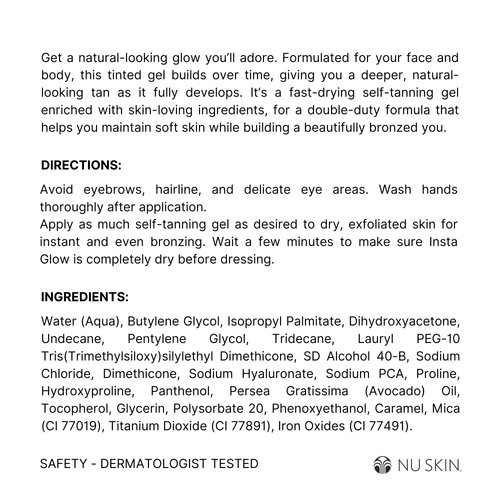 Nu Skin Sunright Insta Glow Self Tanner Gel | 4.2 oz | Summer Tan | Face & Body Bronzer | Beauty & Skin Care | Vitamin E & Avocado Oil & Amino Acids
