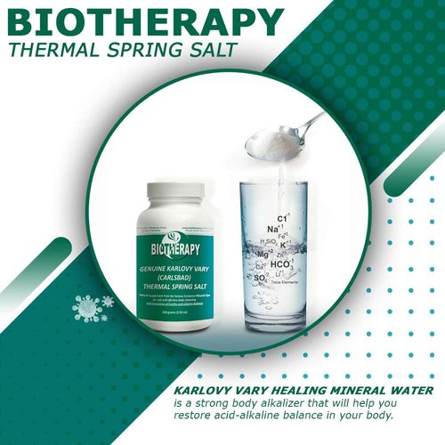 Biotherapy Genuine Karlovy Vary Healing Mineral Water Thermal Spring Salt - Natural Mineral Supplement Body Cleanser - Support Immune System & Restore Acid-Alkaline Balance - 100 Gram (3.53oz)