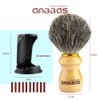 Shaving Brush with Holder, Anbbas Pure Badger Hair Shaving Brush Wood Handle,Black Resin Shaving Stand Contracted Design,2in1 Wet Shaving Set for Men