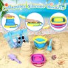 TSDATOWR Collapsible Beach Buckets for Kids, Foldable Sand Buckets and Shovels with Mesh Beach Bag, Silicone Beach Sand Pails for Beach Travel, Beach Toys Sand Toys for Kids & Toddlers (2 Buckets)