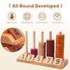 Xylolin Montessori Toys for Toddlers, Wooden Math Number Blocks Counting and Manipulative Toys, Basic Math Game Preschool Learning Educational Materials for Toddlers Kids 2 3 4 5 Years