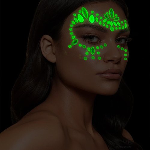 Coridy Face Gems Adhesive Glitter Jewel Tattoo Sticker Halloween Gems Rave Party Body Makeup for women (A-square) (06C, Count, 1)