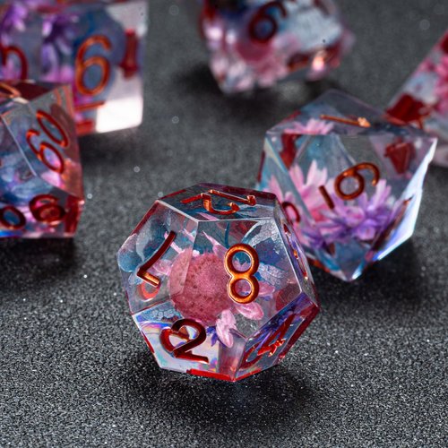 Fugacity DND Dice Set,Handmade Sharp Edge 7 Piece Resin Dice-Dungeons and Dragons Polyhedral Dice Set, D&D Dice Set with Gift Dice Case for RPG MTG Table Games (Stared Blue)