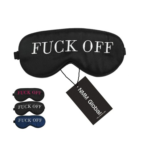 NMM Global 100% Mulberry Silk Sleep Mask Blackout, Cute Natural Sleeping Mask with Adjustable Elastic Strap, Satin Eye Cover for Men Women Adults (Fuck Off)