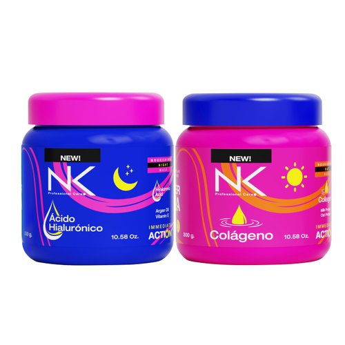 NK Inverted Hair Routine Kit, Hair Mask for Night, with Hyaluronic Acid, Argan Oil and Vitamin E. Hair Mask for Day, with Collagen, Milk Protein and Oat Protein. 10.58oz each.