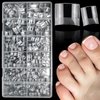 LuckForever 600pc French Tips Gel x Toenail Tips Short Square Clear Fake Toenail Soft Gel Toe Nail Tips French False Toe Nail Gel x French Toenail Tip for Gel X Acrylic Nails Extension Press Toenail
