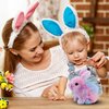 Easfan Walking Bunny Stuffed Animal Interactive Jumping Rainbow Rabbit Talking Hopping Tail Wagging Head Nodding Educational Plush Toy Easter Birthday Gifts for Toddlers Kids Girls, 7''